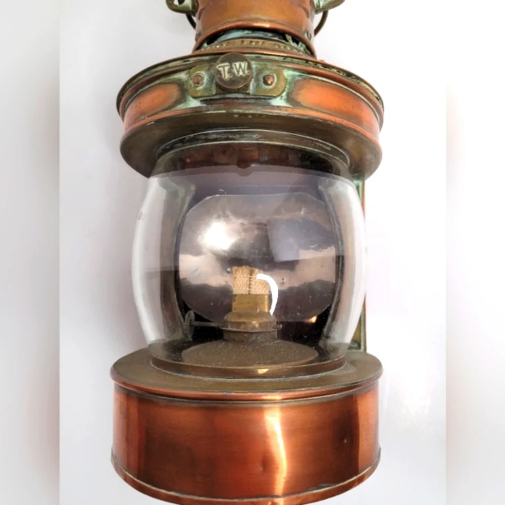Copper Brass Tung Woo Masthead Nautical Oil Lantern Reflector Bubble Glass Lamp